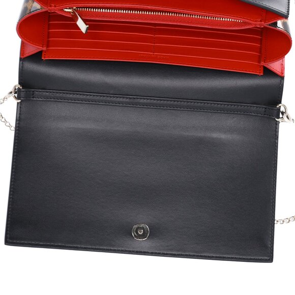 Christian Louboutin Paloma Clutch Crossbody Black Leather Leopard Studded - Picture 8 of 9